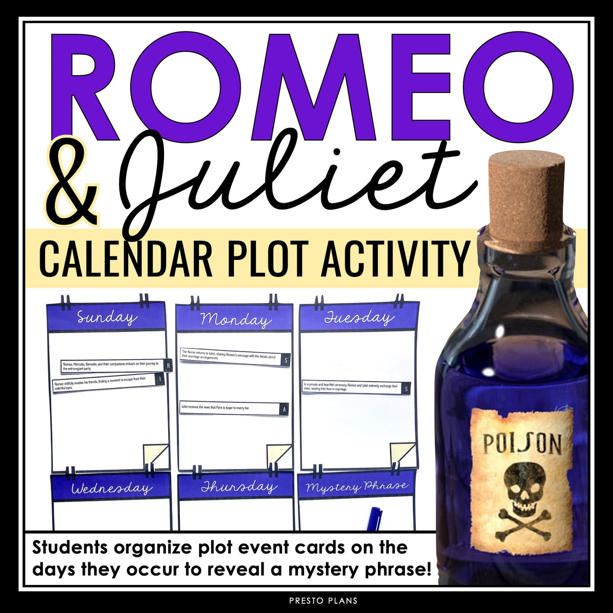 Romeo and Juliet Plot Activity Calendar Plot Structure in Shakespear