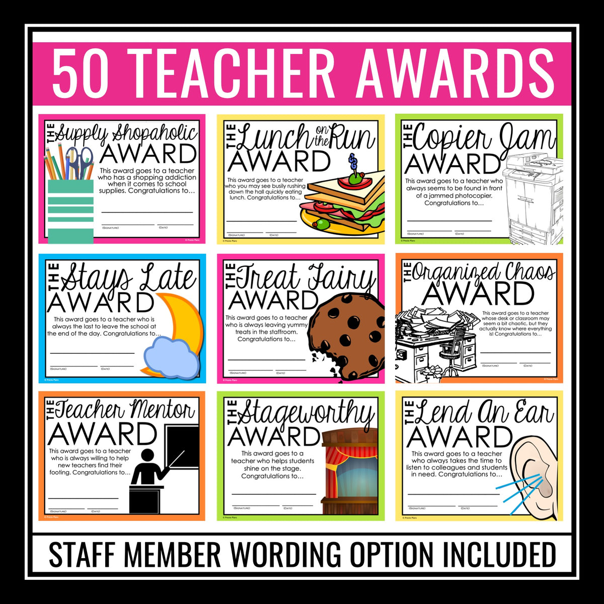 End Of The Year Awards For Teacher Or School Staff - Teacher Awards Ce ...