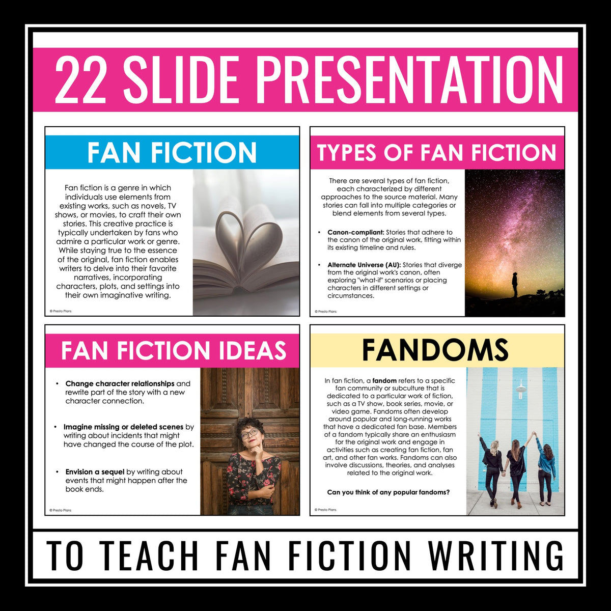 Fan Fiction Writing - Presentation, Handout, and Narrative Graphic  Organizers