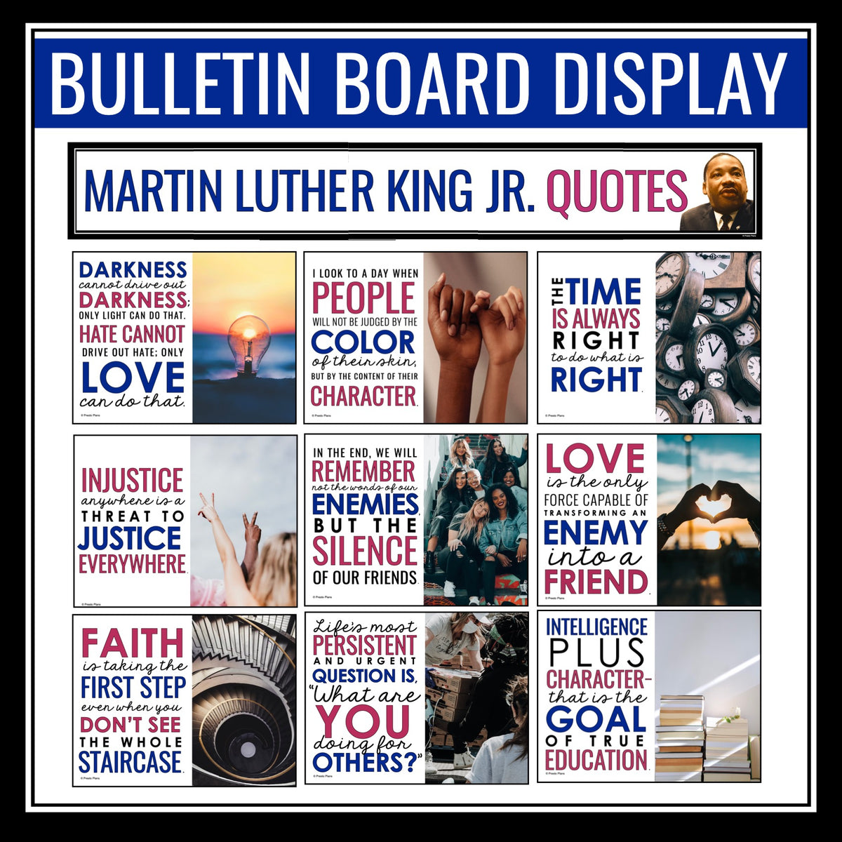 Martin Luther King Jr Day Posters Classroom Bulletin Board MLK Quote