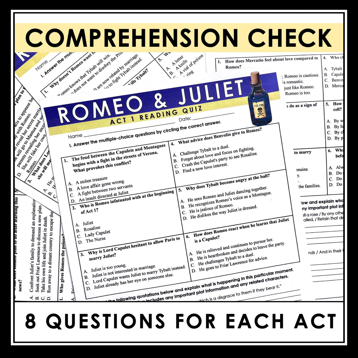 Romeo And Juliet Quizzes - Multiple Choice And Quote Quizzes - Answer ...