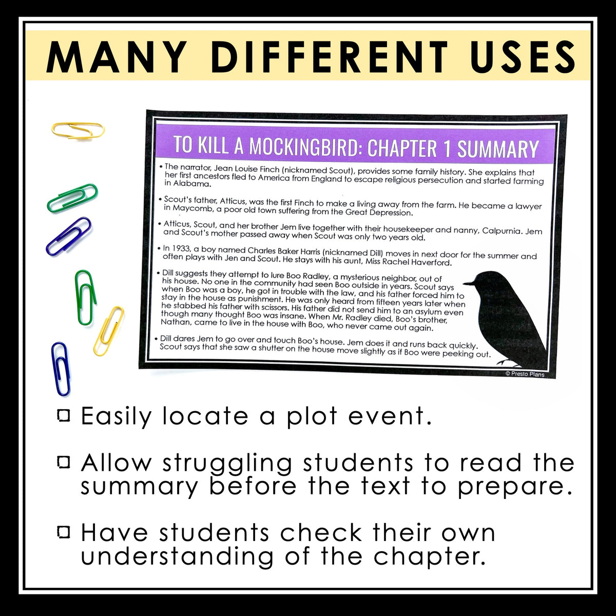 To Kill A Mockingbird Chapter Summaries - Plot Cards For Harper Lee's ...