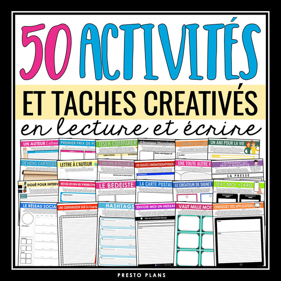 Activités et tâches créatives en lecture et écriture - French Reading Activities