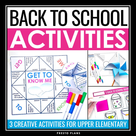 Back to School Activities and Assignments - First Days For Upper Elementary