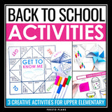 Back to School Activities and Assignments - First Days For Upper Elementary