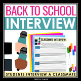 Back to School Activity - Classmates Interview First Day of School Activity