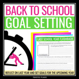 Back to School Activity - Reflection and Goal Setting First Week Assignment