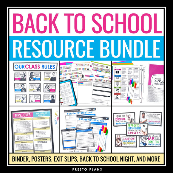 Back to School Bundle - Teacher Binder, Posters, Slides, Classroom Management