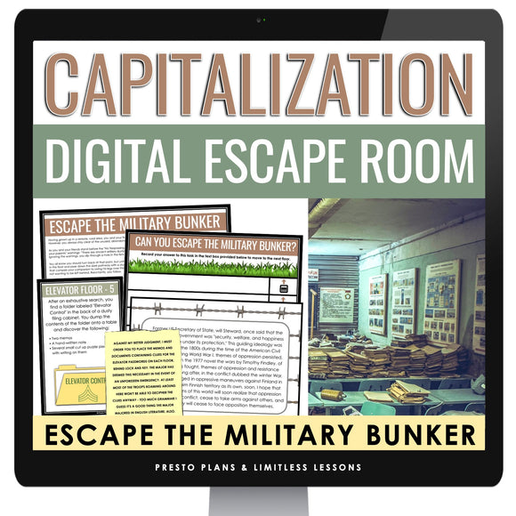 Capitalization Escape Room Bell Ringers - Digital Classroom Grammar Game