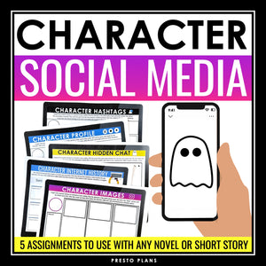 Character Analysis Assignments - Social Media Characterization Activities