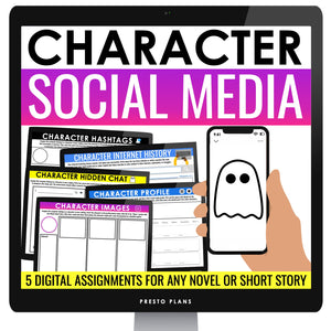 Character Analysis Digital Assignments Social Media Characterization Activities