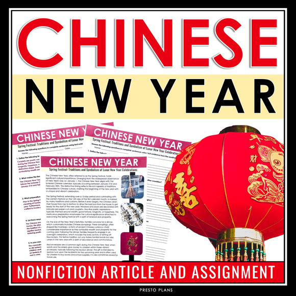 Chinese New Year Reading Comprehension Activity - Lunar New Year Assignment