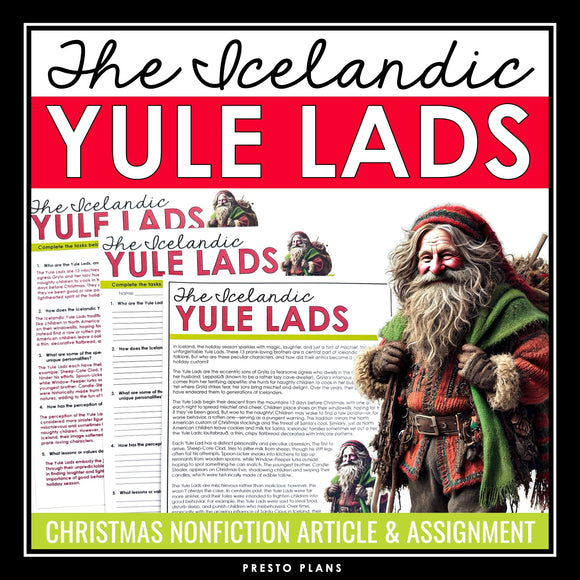 Christmas Reading Comprehension - Yule Lads Nonfiction Article & Assignment