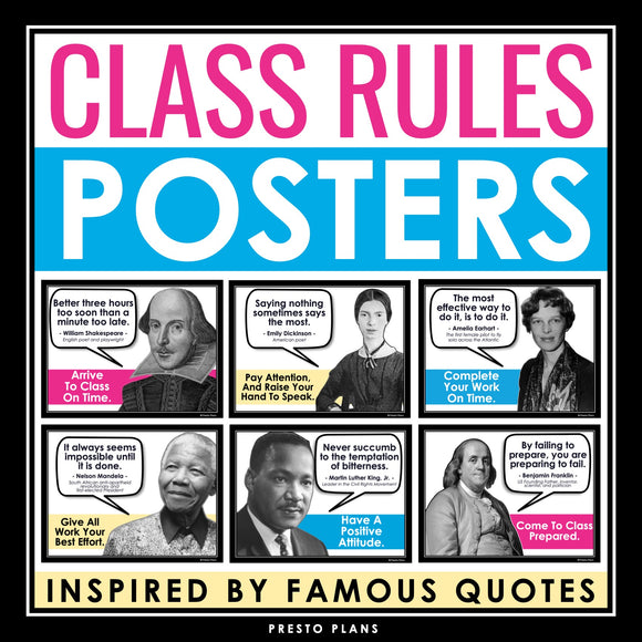 Class Rules Posters - Famous Quotes - Creative Back to School Bulletin Board