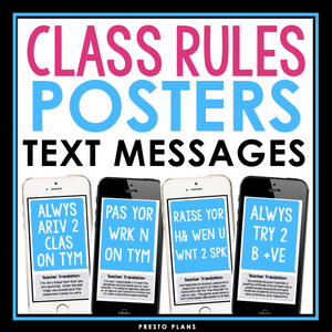 Class Rules Posters - Text Messages - Creative Back to School Bulletin Board