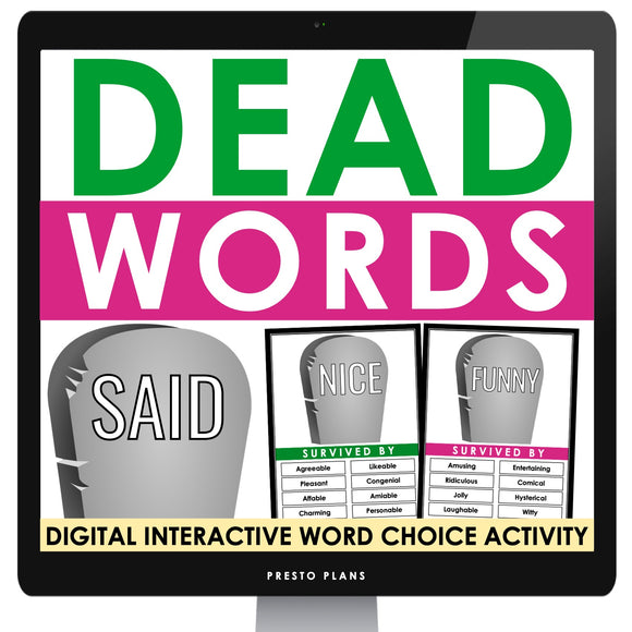 Word Choice Activity - Dead Word of The Week Vocabulary Digital Assignments