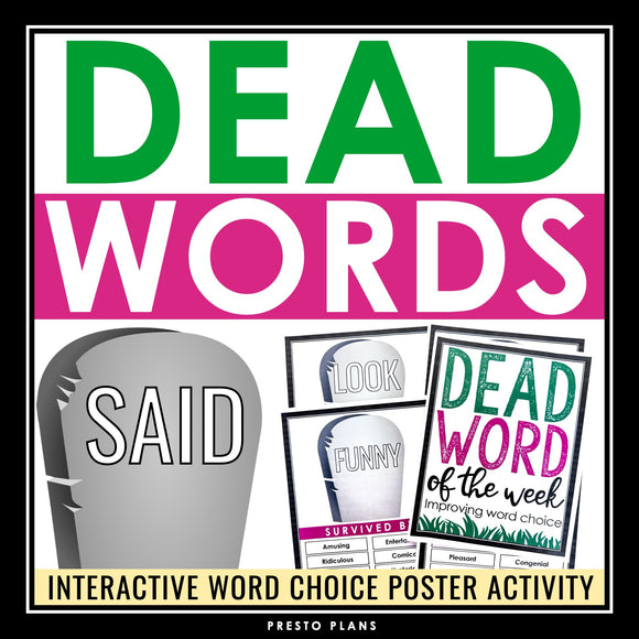 Word Choice Posters - Dead Word of The Week Interactive Classroom Bulletin Board