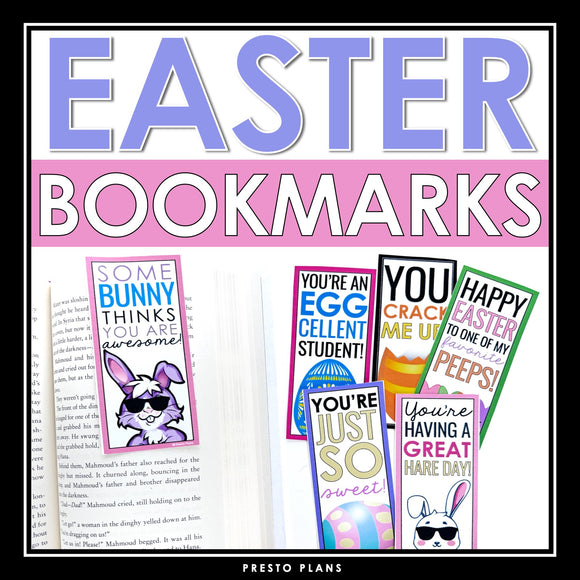 Easter Bookmarks - Funny Printable Student Gift for Easter Holiday