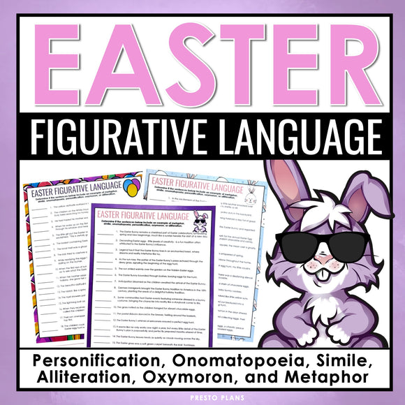 Easter Figurative Language Assignments - Literary Devices Worksheet Activities