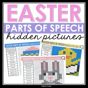 Easter Parts of Speech Activity - Coloring Hidden Mystery Pictures