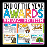 End of the Year Awards - Animal Edition Student Award Certificates