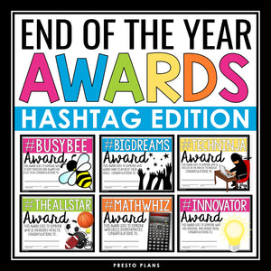 End of the Year Awards - Hashtag Edition Student Award Certificates