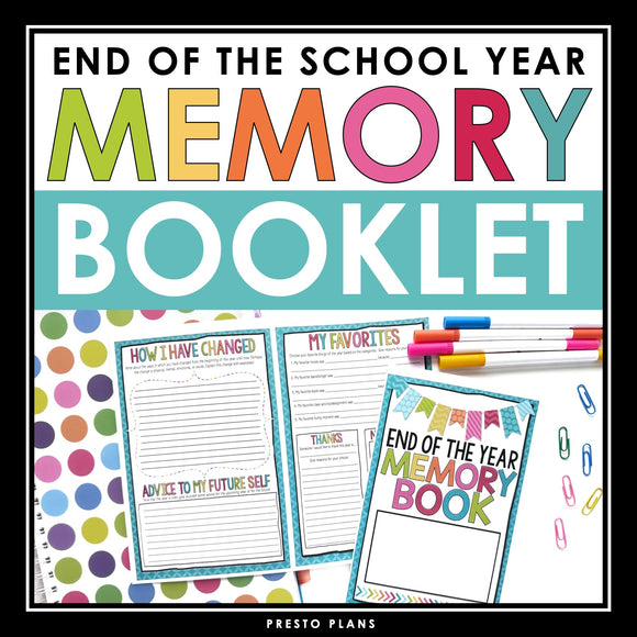 End of the Year Memory Book - Writing Assignment for the End of the Year