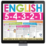 English Bell Ringers - Grammar, Vocab, Lit Terms, Writing, Reading - Digital