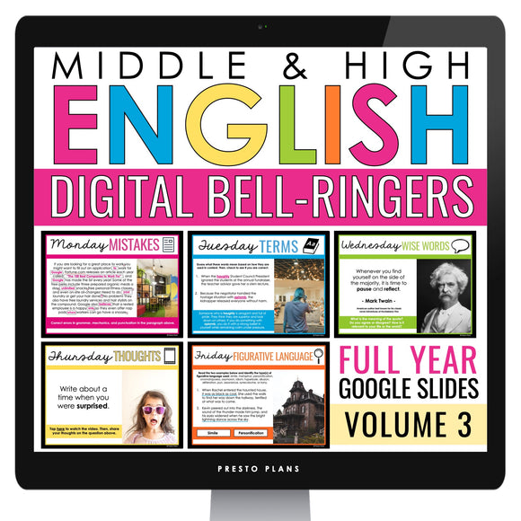 English Bell Ringers - Grammar, Vocabulary, Figurative Language - Digital Vol 3