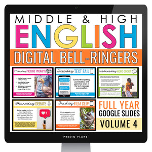 English Bell Ringers - Grammar, Word Choice, Writing, & Video - Digital Vol 4