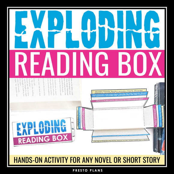 Story Elements Craft Novel or Short Story Reading Assignment - Exploding Box