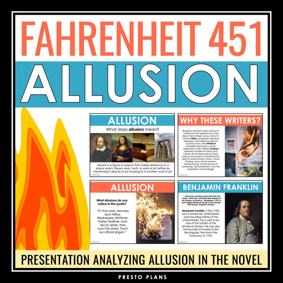 Fahrenheit 451 by Ray Bradbury - Allusion in the Novel Presentation Lesson