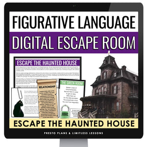 Figurative Language Digital Escape Room Bell Ringers Game - Haunted House