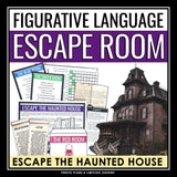 Figurative Language Escape Room Literary Devices Breakout Activity Haunted House