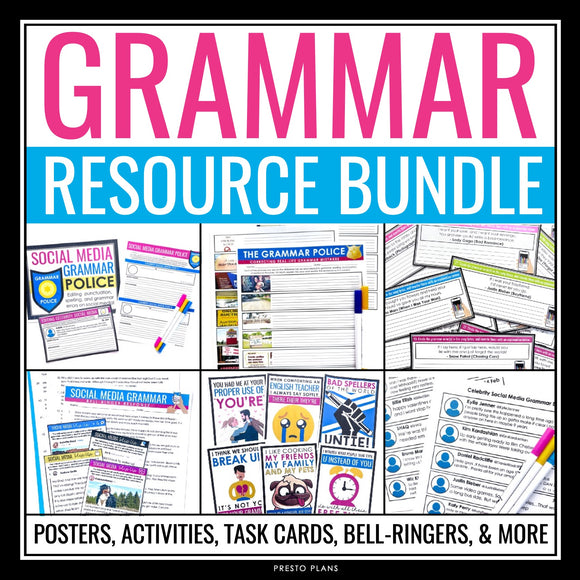 Grammar Activity Bundle - Activities, Assignments, Slides, Posters, Task Cards