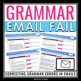 Grammar Activity - Correcting Grammar Errors in Emails Assignments & Task Cards