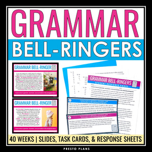 Grammar Bell Ringers - Editing Grammar, Punctuation, & Spelling Task Cards