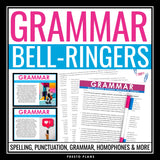 Grammar Bell Ringers for ELA - Editing Grammar, Punctuation, & Spelling Tasks