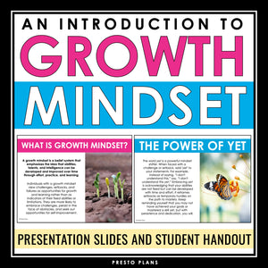 Growth Mindset Introduction Lesson - Presentation and Growth Mindset Handout