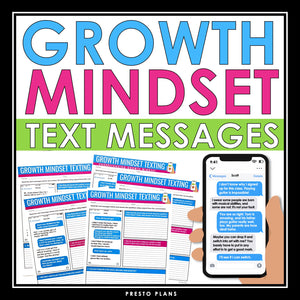 Growth Mindset Assignments - Growth and Fixed Mindsets in Text Messages Activity