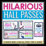 Hall Passes - Funny Back to School Bathroom Passes - Sign Out Tool Middle & High