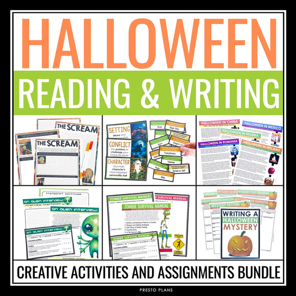 Halloween Reading and Writing Activities and Assignments Creative Bundle