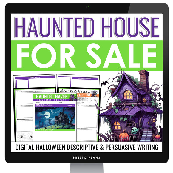 Halloween Descriptive Writing Activity Sell a Haunted House Real Estate Listing