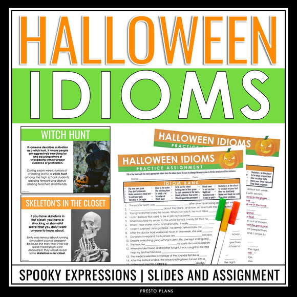 Halloween Idioms Presentation and Assignment - Halloween Expressions Activity