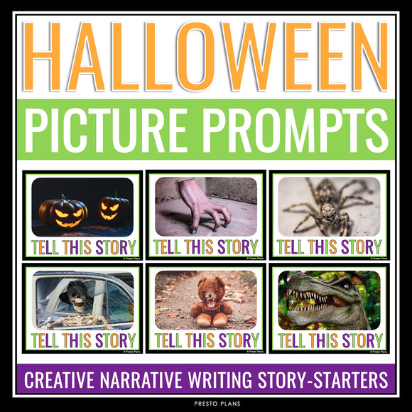 Halloween Writing Picture Prompts - Narrative Writing Story Starters Cards