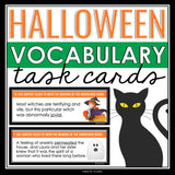 Halloween Vocabulary Activity - Using Context Clues Vocabulary Task Cards