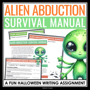 Halloween Writing Assignment - Alien Survival Manual Writing Halloween Activity