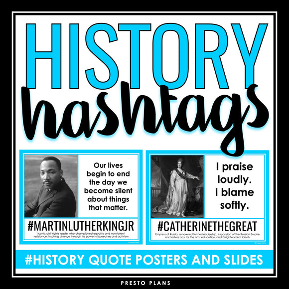 History Posters - Hashtag Quotes Bulletin Board Display Decor and Assignment