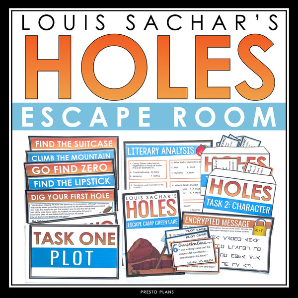 Holes Escape Room Novel Activity - Breakout Review for Louis Sachar's –  Presto Plans