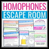 Homophones Escape Room Activity - Breakout Stations Grammar Review Game